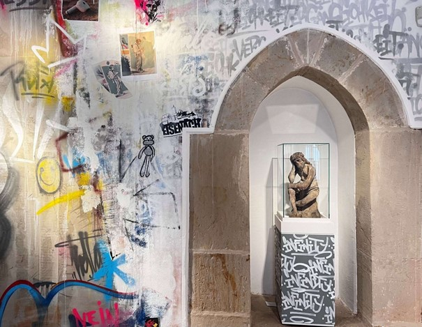 Graffiti-Kunst in der Predigerkirche ist zu sehen..